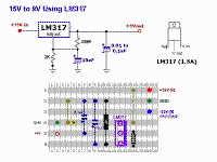 +15V to 9V Using LM317